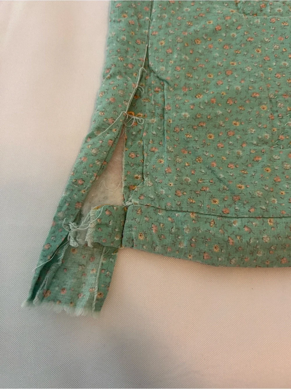 Vintage Hand Stitched Baby Quilt Blanket Mint Green Coral Baby Doll Animals
